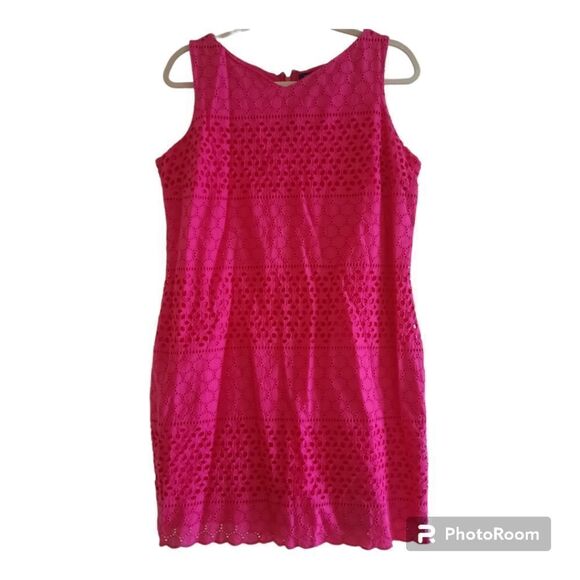 Lands End Petite Sleeveless Eyelet Shift Dress
